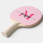 Hot Pink Modern Script Girl Monogram Name Tischtennis Schläger (Vorderseite)
