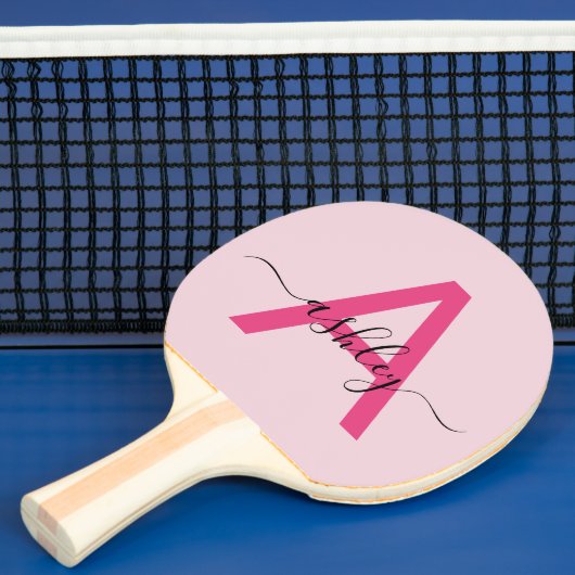 Hot Pink Modern Script Girl Monogram Name Tischtennis Schläger (InSitu)