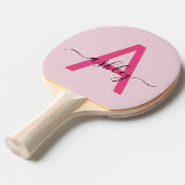 Hot Pink Modern Script Girl Monogram Name Tischtennis Schläger (Vorderseite)
