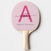 Hot Pink Modern Script Girl Monogram Name Tischtennis Schläger (Rückseite)