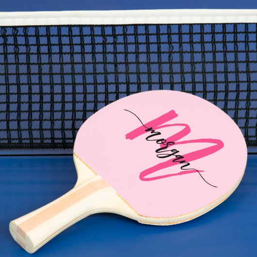 Hot Pink Modern Script Girl Monogram Name Tischtennis Schläger (InSitu)