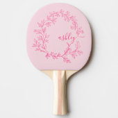Hot Pink Modern Script Girl Monogram Name Tischtennis Schläger (Vorderseite)