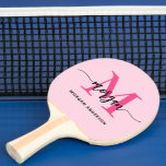 Hot Pink Modern Script Girl Monogram Name Tischtennis Schläger<br><div class="desc">Erhöhen Sie Ihr Spiel mit unserem Hot Pink Modern Script Girly Monogram Name Ping Pong Paddle! Dieses stilvolle Paddle besticht durch ein lebhaftes, rosa Design, das mit Ihrem Namen in einem eleganten, modernen Script-Schriftart personalisiert ist. Ideal, um Ihren Tischtennisspielen eine Touch Persönlichkeit zu verleihen, kombiniert es schicke Ästhetik mit hoher...</div>