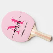Hot Pink Modern Script Girl Monogram Name Tischtennis Schläger (Seitenansicht)