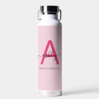 Hot Pink Modern Script Girl Monogram Name