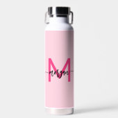 Hot Pink Modern Script Girl Monogram Name Trinkflasche (Vorne)