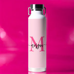 Hot Pink Modern Script Girl Monogram Name Trinkflasche<br><div class="desc">Bleibe mit unserem Hot Pink Modern Script Girly Monogram Name Water Flasche in stilvoller Weise hydriert! Diese Wasserflasche ist mit einem kühnen, rosafarbenen Design personalisiert und mit Ihrem Namen in einem eleganten, modernen Drehbuch für eine schicke, individuelle Touch. Er ist perfekt für Schulungen, Trainings oder unterwegs. Er ist aus langlebigen...</div>