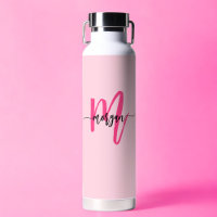 Hot Pink Modern Script Girl Monogram Name