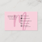 Hot Pink Modern Script Girl Monogram Name Visitenkarte (Rückseite)