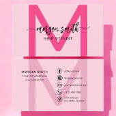 Hot Pink Modern Script Girl Monogram Name Visitenkarte