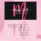 Hot Pink Modern Script Girl Monogram Name Visitenkarte