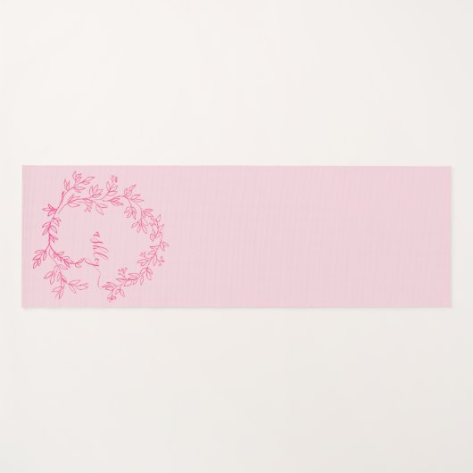 Hot Pink Modern Script Girl Monogram Name Yogamatte (Vorderseite (Horizontal))