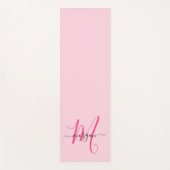 Hot Pink Modern Script Girl Monogram Name Yogamatte (Vorderseite)