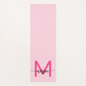 Hot Pink Modern Script Girl Monogram Name Yogamatte (Vorderseite)