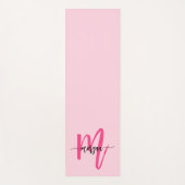 Hot Pink Modern Script Girl Monogram Name Yogamatte (Vorderseite)