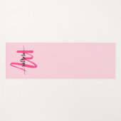 Hot Pink Modern Script Girl Monogram Name Yogamatte (Vorderseite (Horizontal))