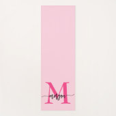 Hot Pink Modern Script Girl Monogram Name Yogamatte (Vorderseite)