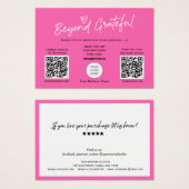 Hot Pink Modern Script QR Code danke Karte (Vorne & Hinten)