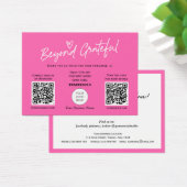 Hot Pink Modern Script QR Code danke Karte (Schreibtisch)