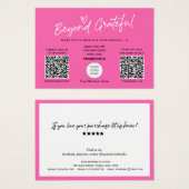 Hot Pink Modern Script QR Code danke Karte (Vorne & Hinten)