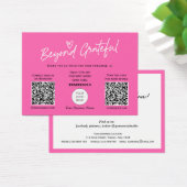 Hot Pink Modern Script QR Code danke Karte (Schreibtisch)