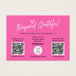 Hot Pink Modern Script QR Code danke Karte