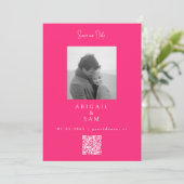 Hot Pink Modern Simplicity B/W Photo  Save The Date (Stehend Vorderseite)