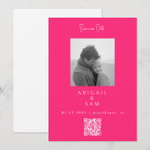 Hot Pink Modern Simplicity B/W Photo  Save The Date (Vorne/Hinten)