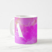 Hot Pink Modern Watercolor Girl Monogram Kaffeetasse (Vorderseite Links)