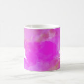 Hot Pink Modern Watercolor Girl Monogram Kaffeetasse (Mittel)
