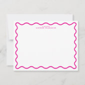 Hot Pink Modern Wavy Border Note Card Einladung (Vorderseite)