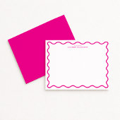 Hot Pink Modern Wavy Border Note Card Einladung
