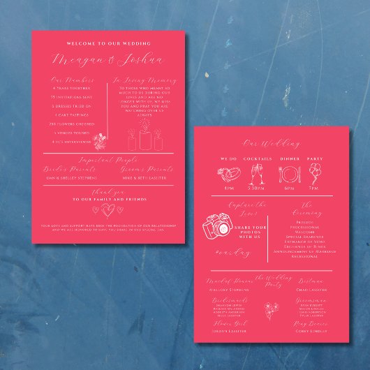Hot Pink Modern Wedding Infografic Programm