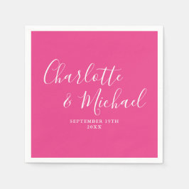 Hot Pink Moderne, elegante Unterschrift Hochzeit Serviette