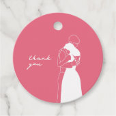 HOT PINK moderne HandDrawn Couple Wedding TAG Geschenkanhänger (Vorderseite)
