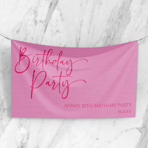 Hot Pink Moderne Minimalistische Geburtstagsparty Banner