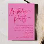 Hot Pink Moderne Minimalistische Geburtstagsparty Einladung<br><div class="desc">Dies ist eine Hot Pink Moderne Minimalistische Geburtstagsparty Einladung!</div>