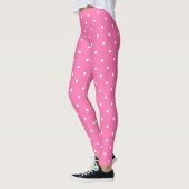 Hot Pink Moderne weiße Kreise Dosen Chic Template Leggings (Links)