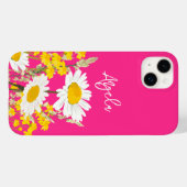 Hot Pink Moderne Wildblumen für Monogramm Case-Mate iPhone Hülle (Rückseite (Horizontal))