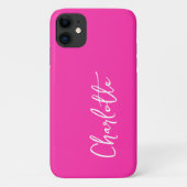 Hot Pink Moderner Individuelle Name Case-Mate iPhone Hülle (Rückseite)