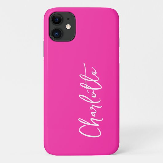 Hot Pink Moderner Individuelle Name Case-Mate iPhone Hülle (Rückseite)