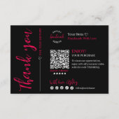 Hot Pink, moderner Script QR Code, vielen Dank für Begleitkarte (Rückseite)