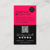 Hot Pink Moderner Script QR Code, vielen Dank Visitenkarte (Rückseite)
