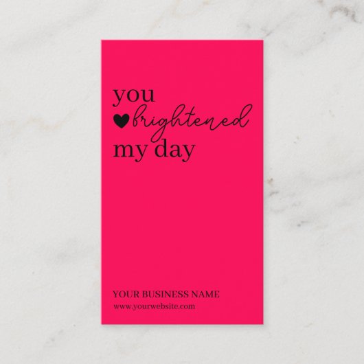 Hot Pink Moderner Script QR Code, vielen Dank Visitenkarte (Vorderseite)