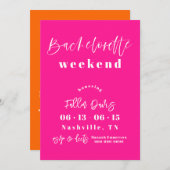 Hot Pink Modernes Bacheloretto Einladung (Vorne/Hinten)