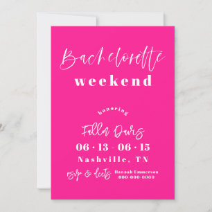 Hot Pink Modernes Bacheloretto Einladung