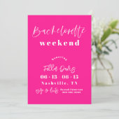 Hot Pink Modernes Bacheloretto Einladung (Stehend Vorderseite)