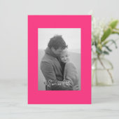 Hot Pink Modernes, einfaches B/W-Foto Save The Date (Stehend Vorderseite)
