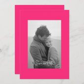 Hot Pink Modernes, einfaches B/W-Foto Save The Date (Vorne/Hinten)