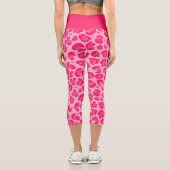 Hot Pink Modernes Leopard-Muster Capri Leggings (Rückseite)